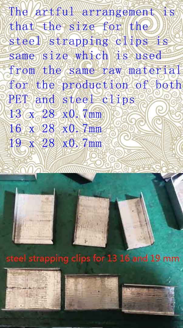 SWhy the two machiens can use the same width of steel coil galvanzied because of same width of two seal clips of strapping